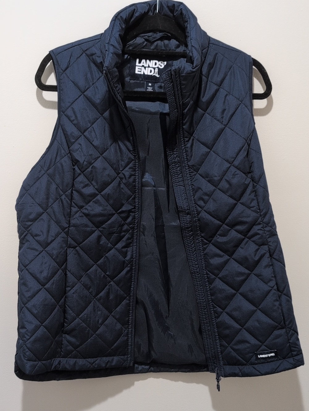 Lands' End Navy Quilted Puffer Vest